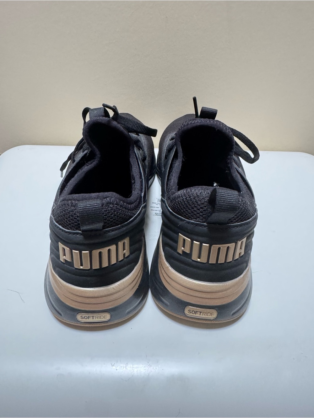 Puma Starla Black Knit Sneakers with Bronze/Gold/Rose Gold Accents- sz 8.5 - Picture 4 of 8
